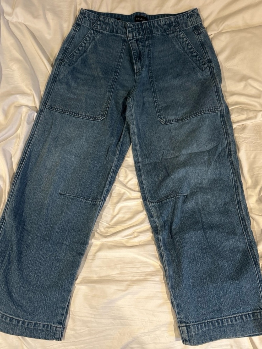Talbots Denim Cropped Utility Jeans in Medium Blue